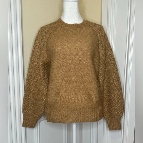 J. Crew Honeycomb Balloon~Sleeve Crewneck Sweater Size XS - Picture 3 of 11
